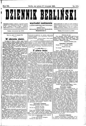 Dziennik Berliński vom 27.11.1915