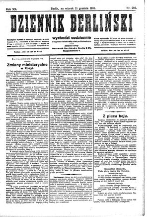 Dziennik Berliński vom 21.12.1915