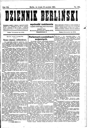 Dziennik Berliński on Dec 22, 1915