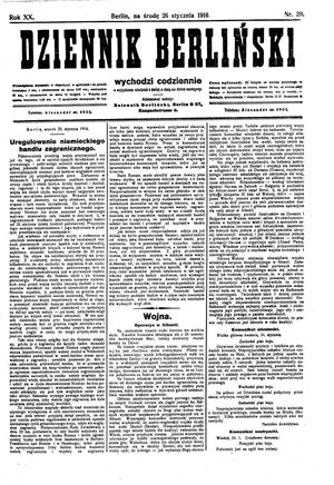 Dziennik Berliński vom 26.01.1916