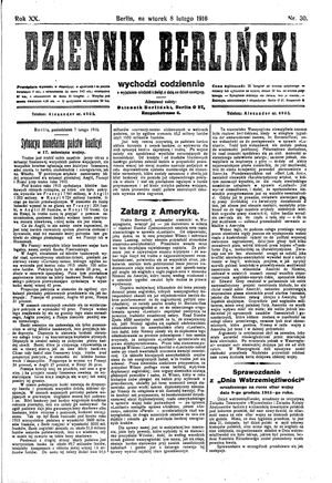 Dziennik Berliński vom 08.02.1916