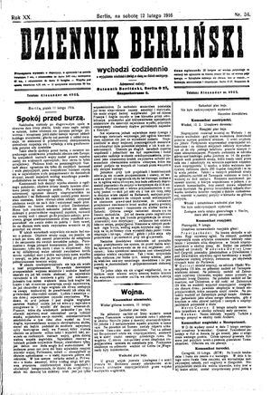 Dziennik Berliński vom 12.02.1916