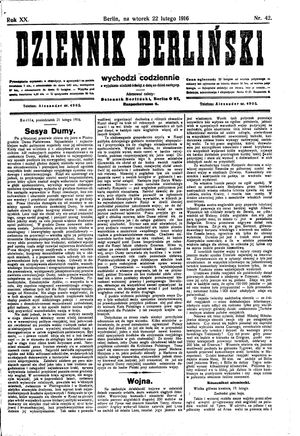Dziennik Berliński vom 22.02.1916