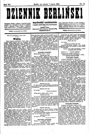 Dziennik Berliński vom 07.03.1916