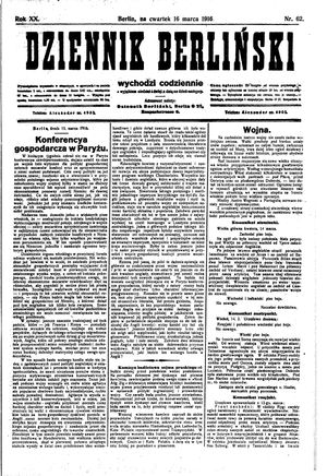 Dziennik Berliński vom 16.03.1916
