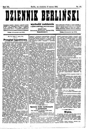 Dziennik Berliński vom 19.03.1916