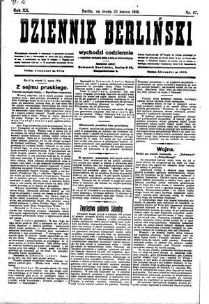 Dziennik Berliński vom 22.03.1916