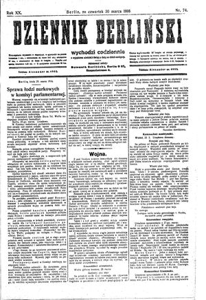 Dziennik Berliński vom 30.03.1916