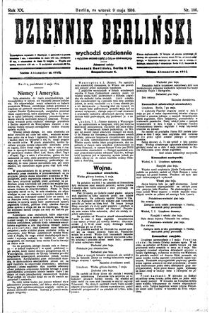 Dziennik Berliński vom 09.05.1916