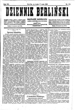 Dziennik Berliński vom 17.05.1916