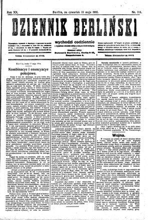 Dziennik Berliński on May 18, 1916