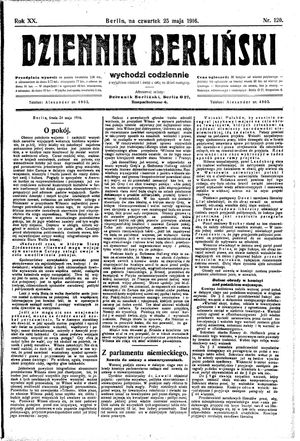 Dziennik Berliński vom 25.05.1916