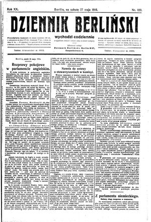 Dziennik Berliński on May 27, 1916
