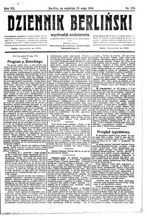 Dziennik Berliński vom 28.05.1916