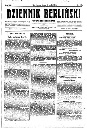 Dziennik Berliński vom 31.05.1916