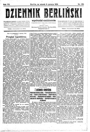 Dziennik Berliński vom 06.06.1916