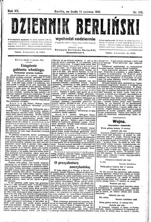 Dziennik Berliński vom 14.06.1916