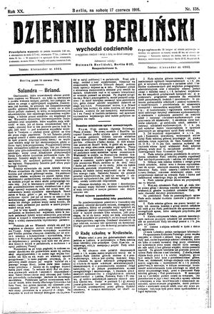 Dziennik Berliński vom 17.06.1916