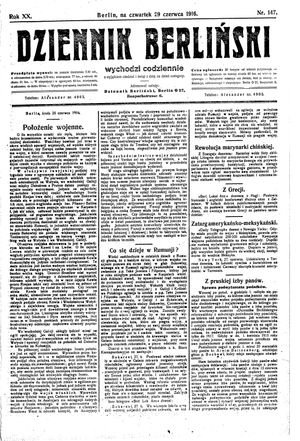 Dziennik Berliński vom 29.06.1916