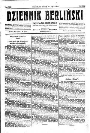 Dziennik Berliński vom 22.07.1916