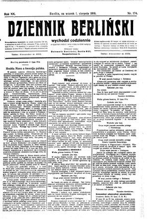 Dziennik Berliński vom 01.08.1916