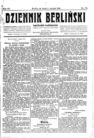 Dziennik Berliński vom 02.08.1916