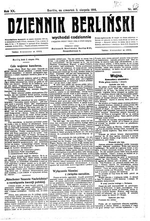 Dziennik Berliński vom 03.08.1916