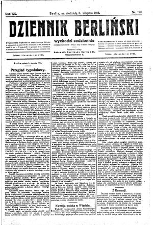 Dziennik Berliński vom 06.08.1916