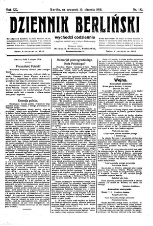 Dziennik Berliński vom 10.08.1916