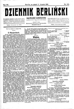 Dziennik Berliński vom 11.08.1916
