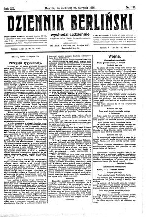 Dziennik Berliński vom 20.08.1916