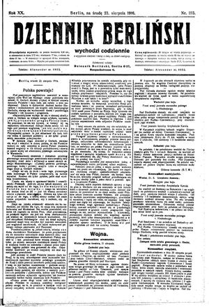 Dziennik Berliński vom 23.08.1916