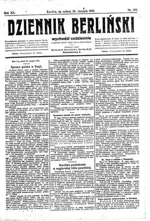 Dziennik Berliński vom 26.08.1916