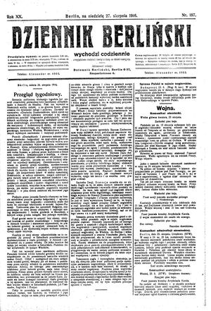 Dziennik Berliński vom 27.08.1916