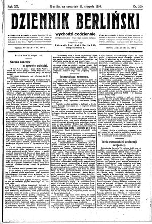 Dziennik Berliński on Aug 31, 1916