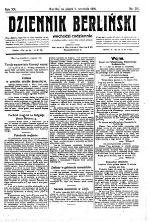 Dziennik Berliński vom 01.09.1916