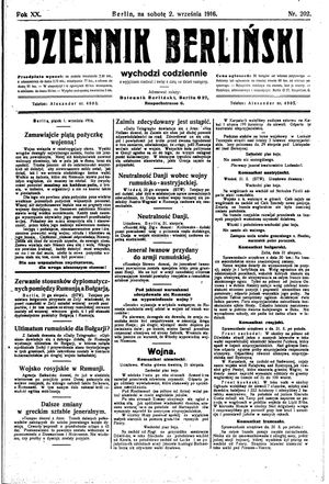 Dziennik Berliński on Sep 2, 1916