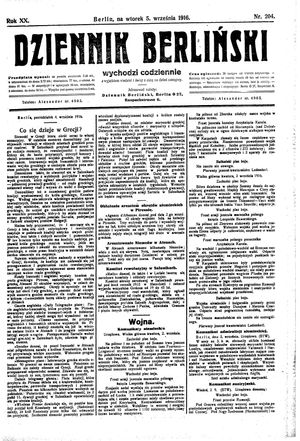 Dziennik Berliński vom 05.09.1916