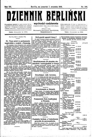 Dziennik Berliński on Sep 7, 1916