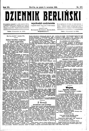 Dziennik Berliński vom 08.09.1916