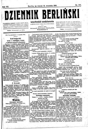 Dziennik Berliński vom 12.09.1916