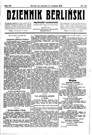 Dziennik Berliński vom 14.09.1916