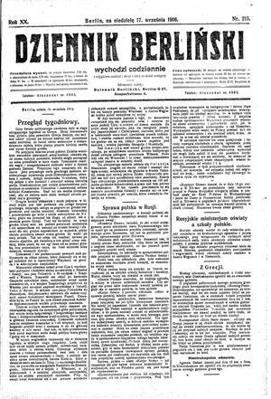 Dziennik Berliński vom 17.09.1916
