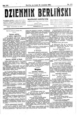 Dziennik Berliński vom 20.09.1916