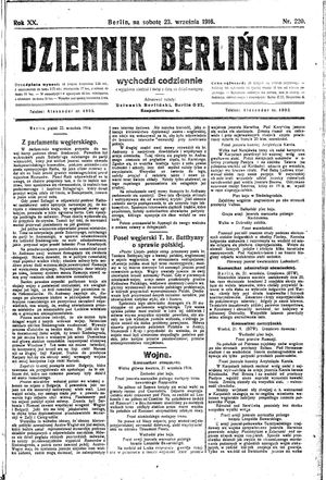 Dziennik Berliński vom 23.09.1916