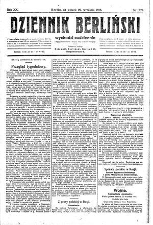 Dziennik Berliński vom 26.09.1916