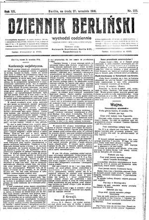 Dziennik Berliński vom 27.09.1916