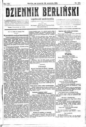 Dziennik Berliński vom 28.09.1916