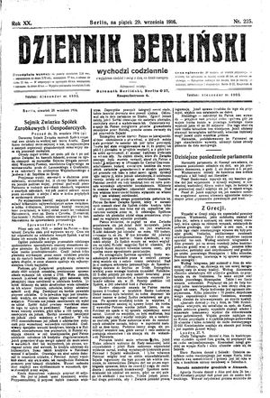 Dziennik Berliński vom 29.09.1916