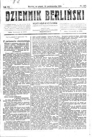 Dziennik Berliński vom 13.10.1916
